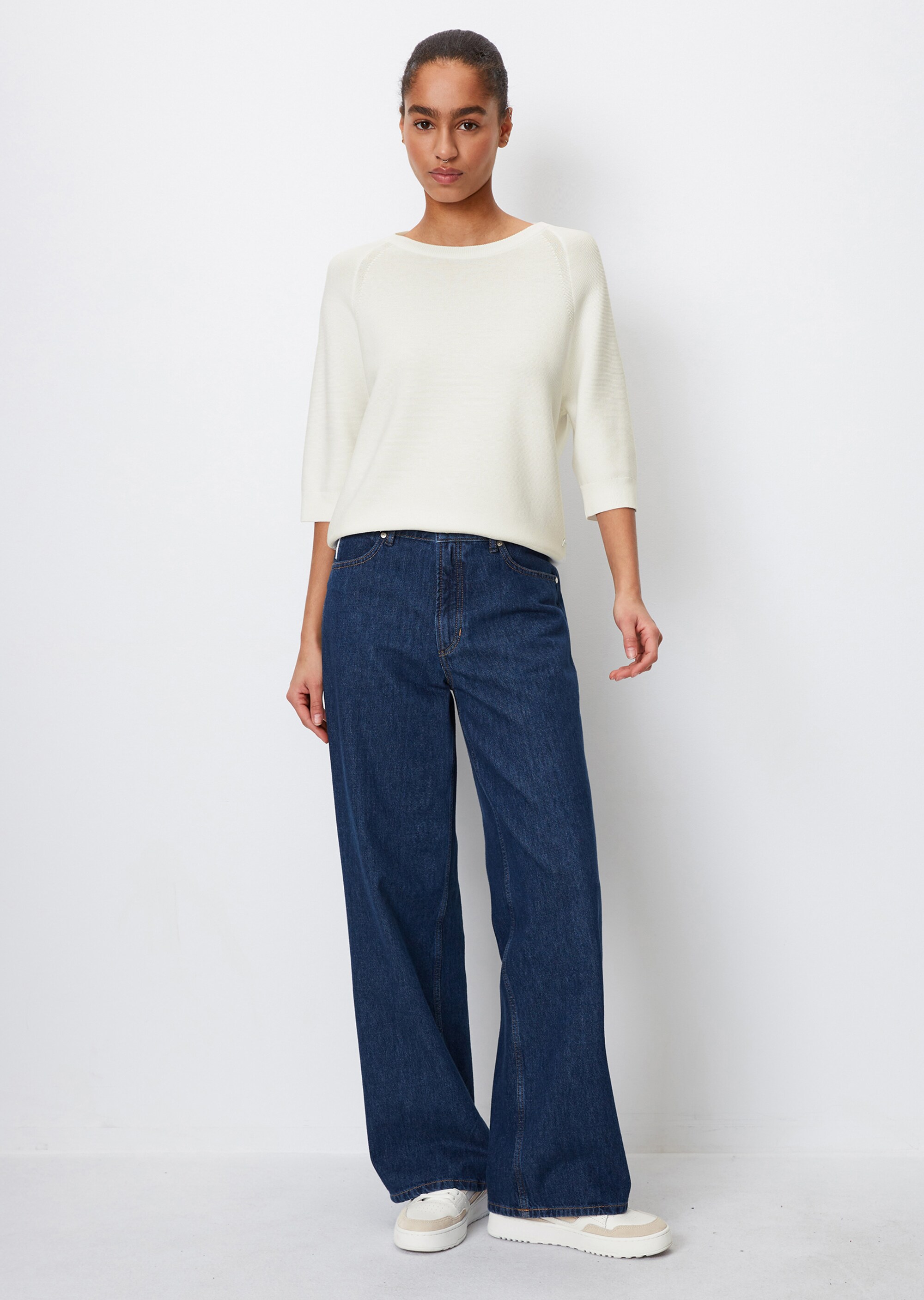 Kurzarm-Strickpullover looseaus reiner Bio-Baumwolle