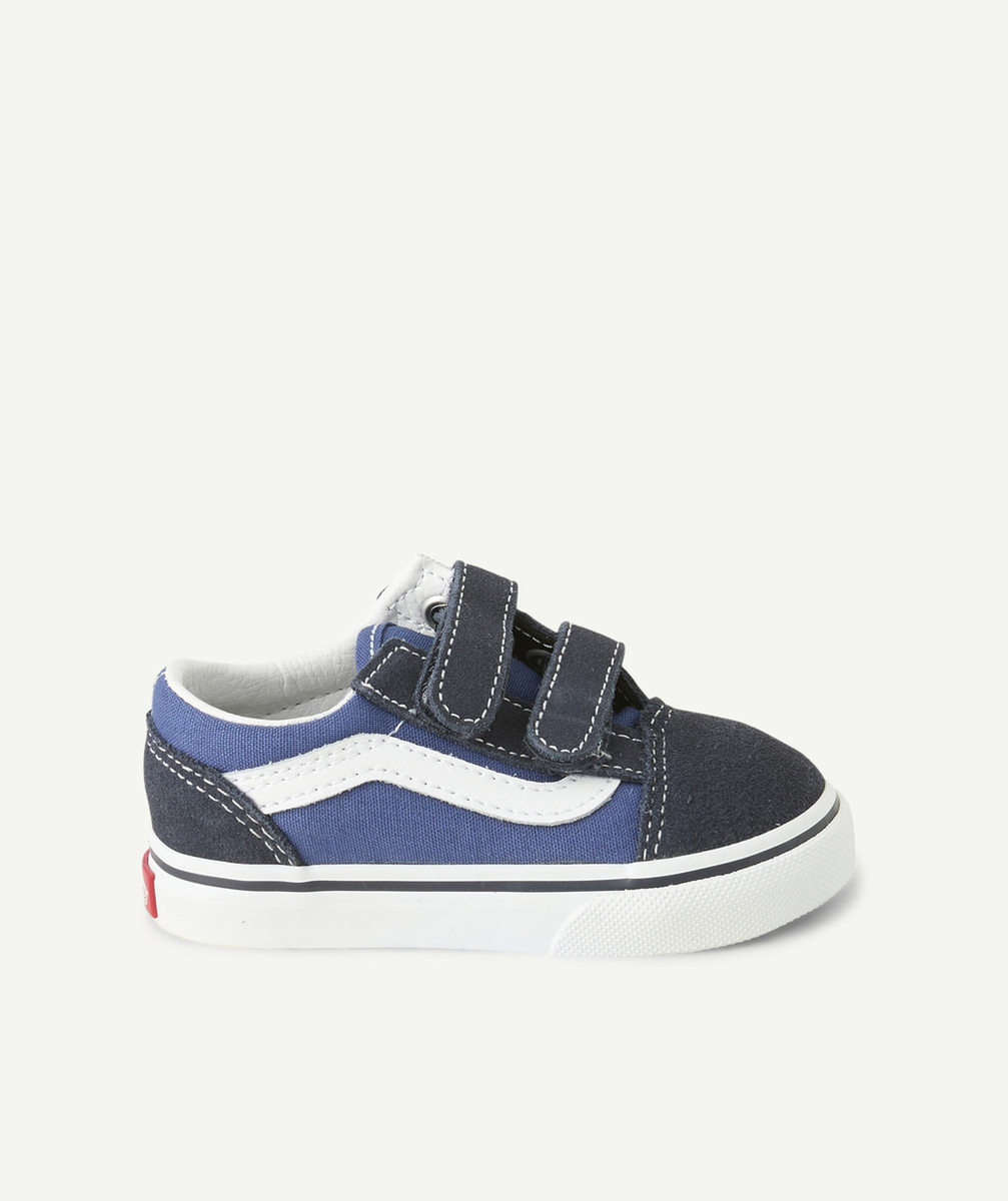 VANSbaskets basses à scratchs bébé bleu et noir old skool v