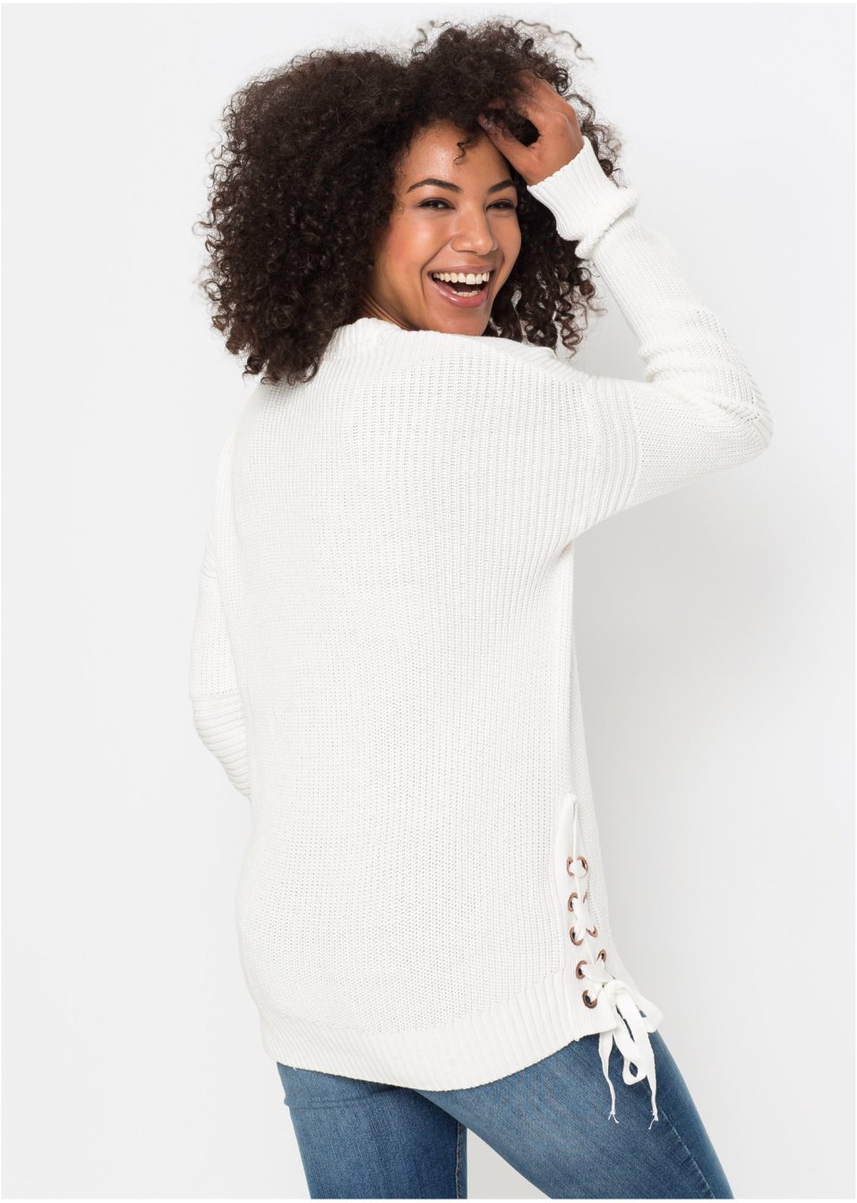 Pull en coton à laçage, Oversized