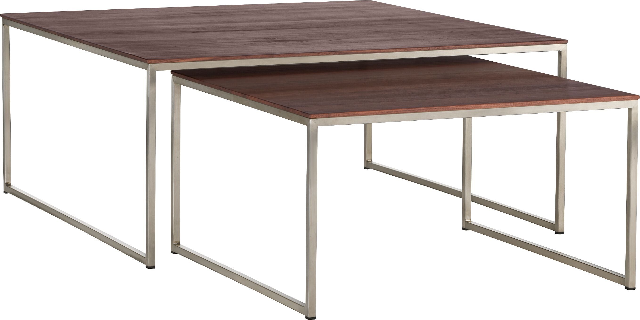 AVEA Salontisch - Nussbaum massiv / Edelstahl / B: 90.0 cm x T: 90.0 cm x H: 40.0 cm