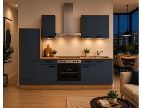 CONCEPT1 - Pack Cuisine Carena 270cm H6 Gauche Bleu fjord ultra-mat