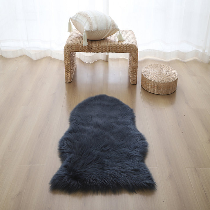 Tapis Hegoa bleu marine 60 x 90 cm GoodHome