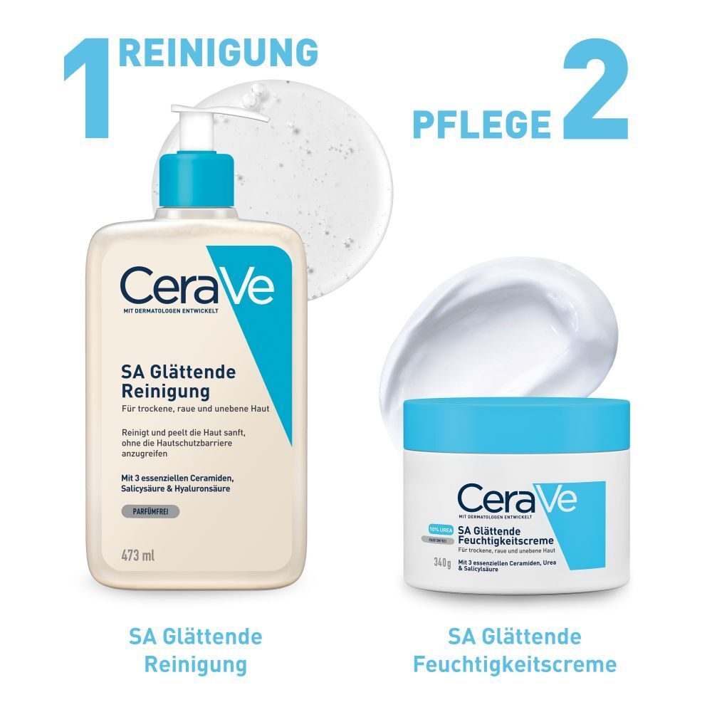 CeraVe SA Glättende Reinigung: Für trockene, raue und unebene Haut + CeraVe Hydrating Cleanser GRATIS