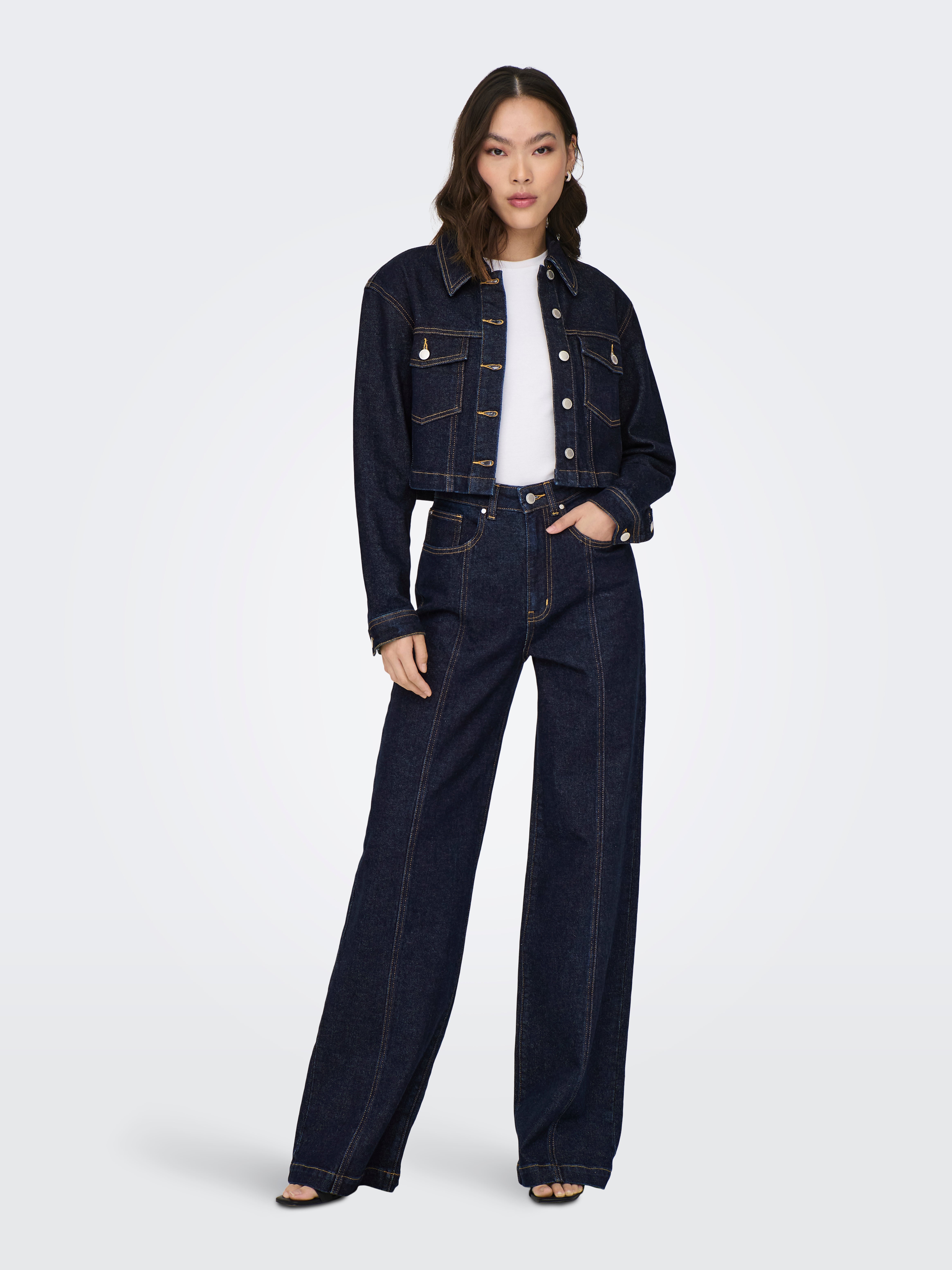 ONLHOPE Sehr hohe Taille Weiter Beinschnitt Jeans Dark Blue Denim