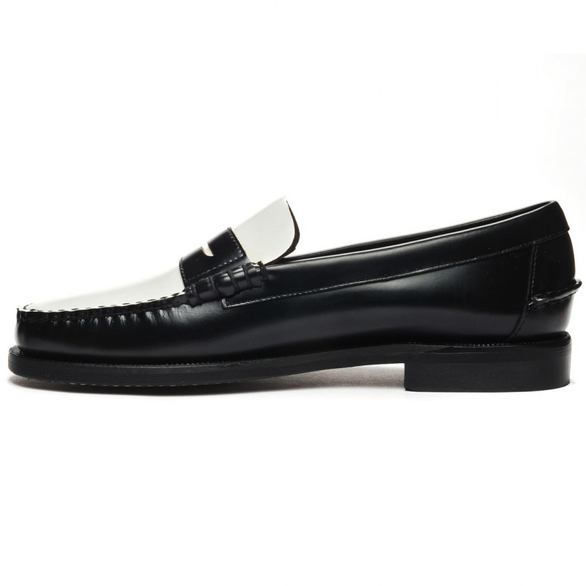CLASSIC DAN REGULAR Black White MOCASSIN-Mocassin pour homme en cuir pleine fleur