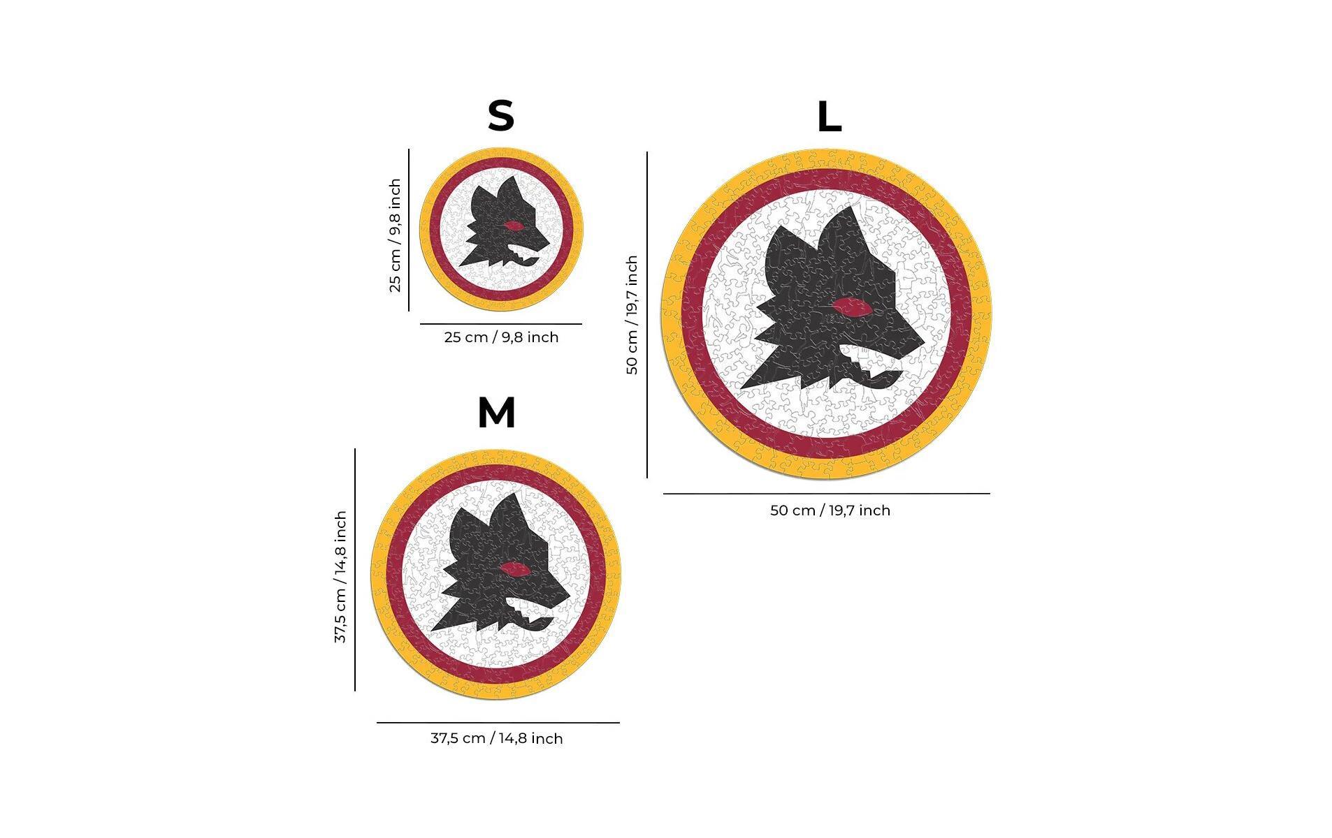 AS Roma – Lupetto LogoOffiziell lizenziertes Holzpuzzle, Grösse M