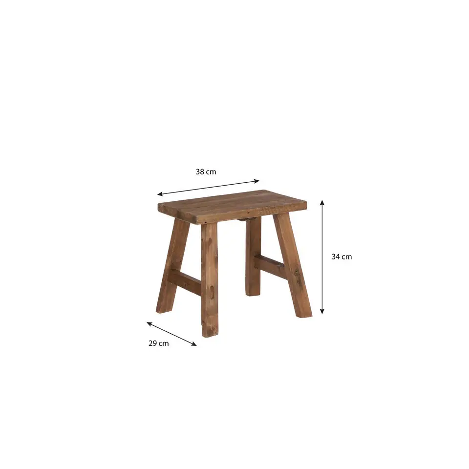 Mica Decorations Bold Houten Krukje - L38 cm - Gerecycled Hout