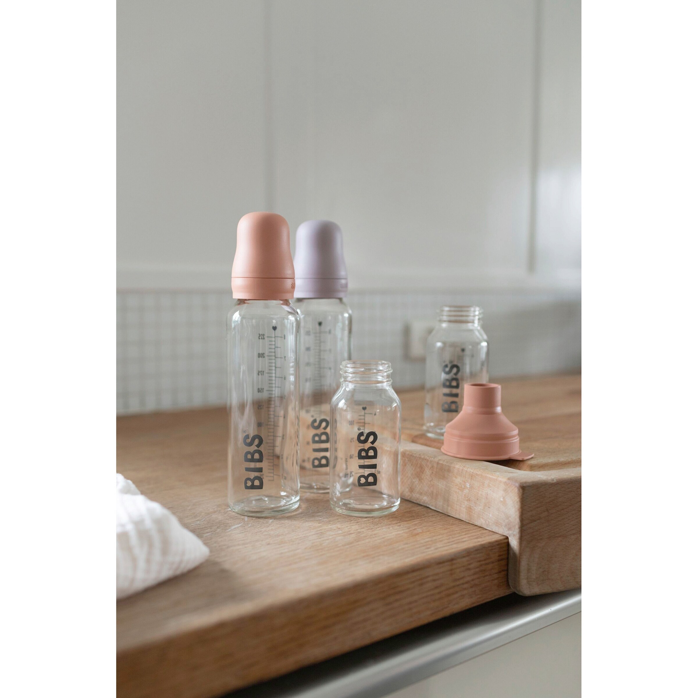 BIBS Babyflasche aus Glas, 120 ml, ab 0M rosa