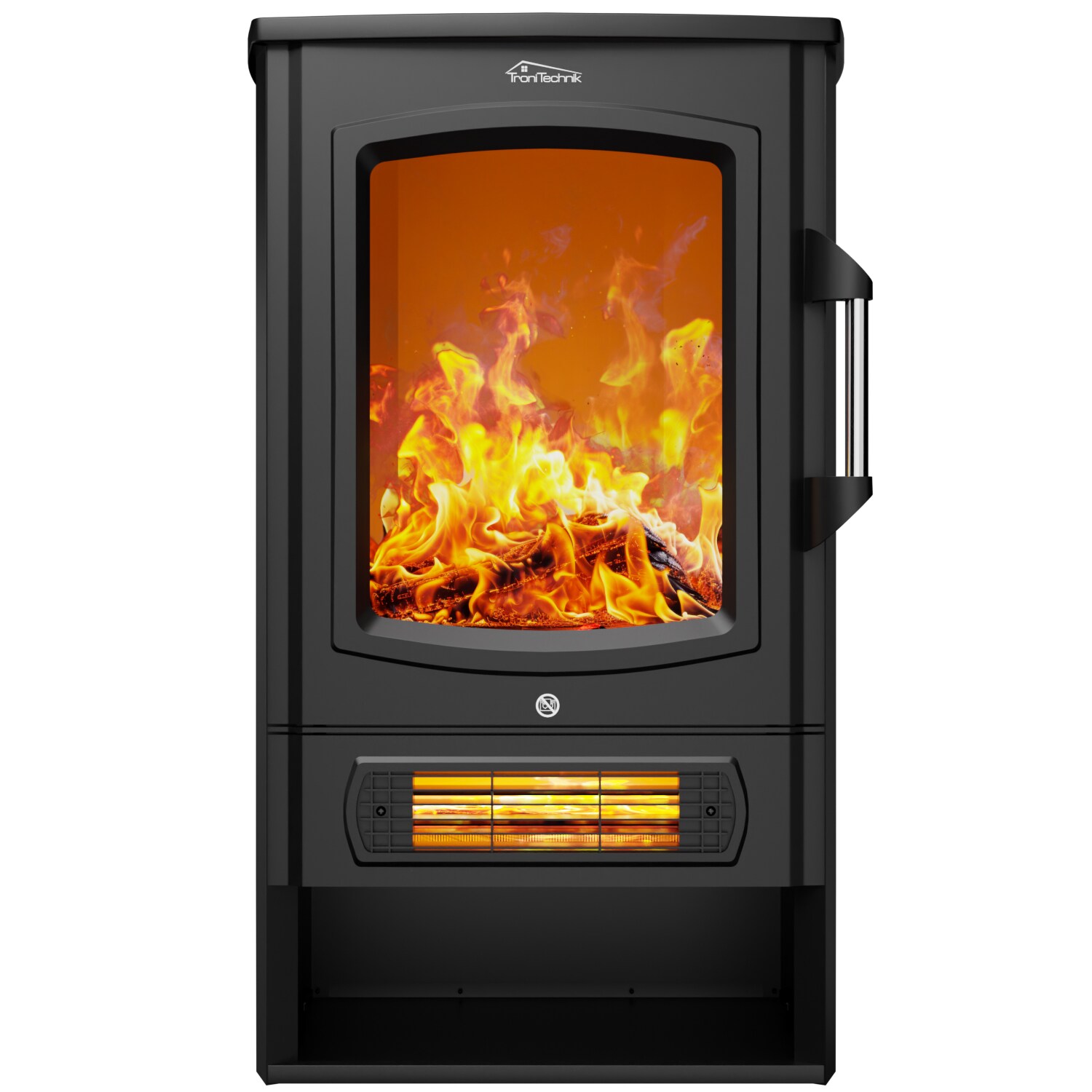 TroniTechnik® Elektrokamin elektrisch - Kaminfeuer mit LED Flammeneffekt, 1kW/2kW Watt,Thermostat,Sichtfenster 2000 Watt