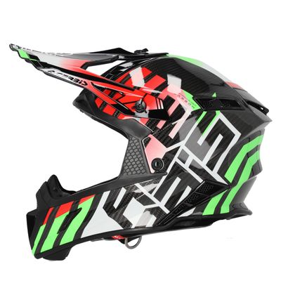 Casque cross Acerbis STEEL CARBON ECE 2206 2024 - Vert / Rouge