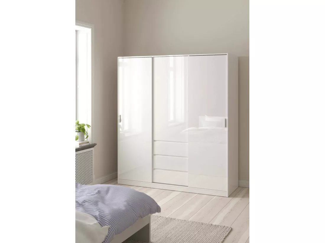 Garde-robe 3 portes Dveretou, Meubles de chambre, Penderie de plain-pied, Placard à vêtements, 177x60 h200 cm, Blanc