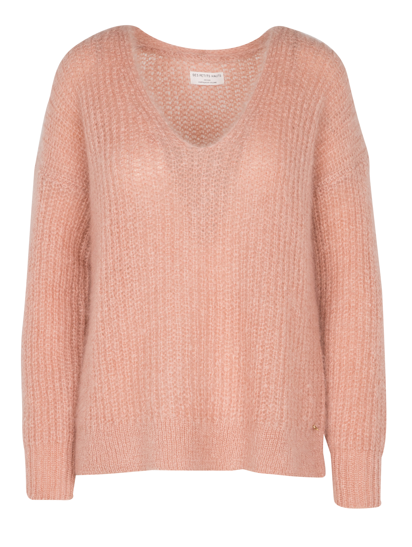 CHARLIE - Pull col V en laine mélangée | Rose