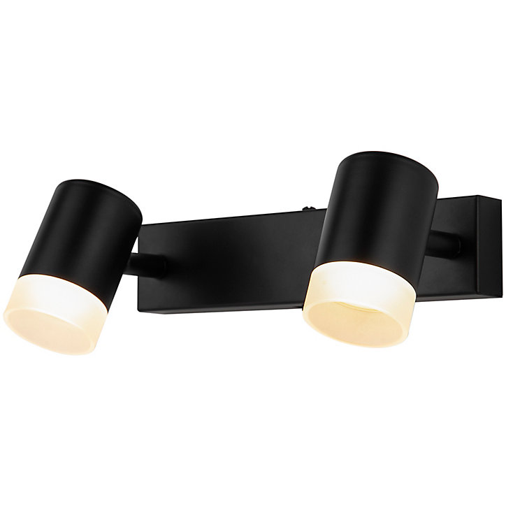 Réglette spot LED intégrée 2 lumières 350 lm 7W blanc chaud GoodHome Maupin noir mat L.22 x L.5 x H.14 cm