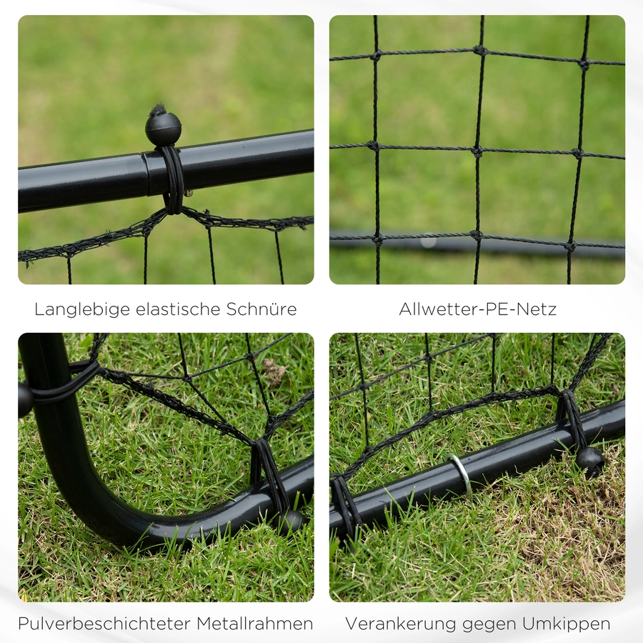 HOMCOM Fußball Rebounder mit verstellbaren Winkeln schwarz