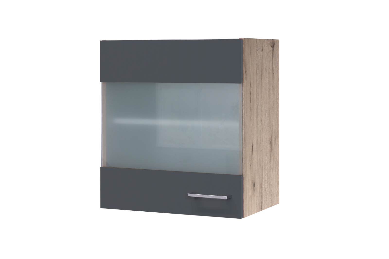 Glas-Hängeschrank MORENA - San Remo Eiche - Basaltgrau matt - 50 cm