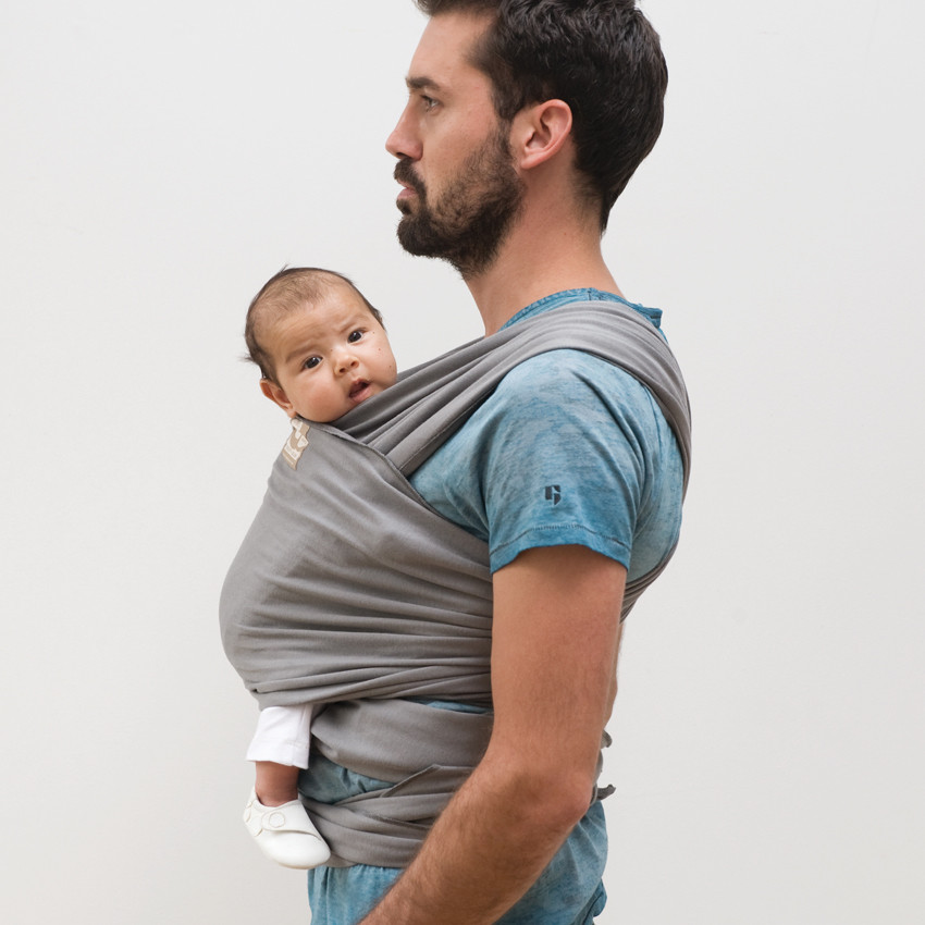 Porte-bébé Tricot Slen en coton bio gris clair