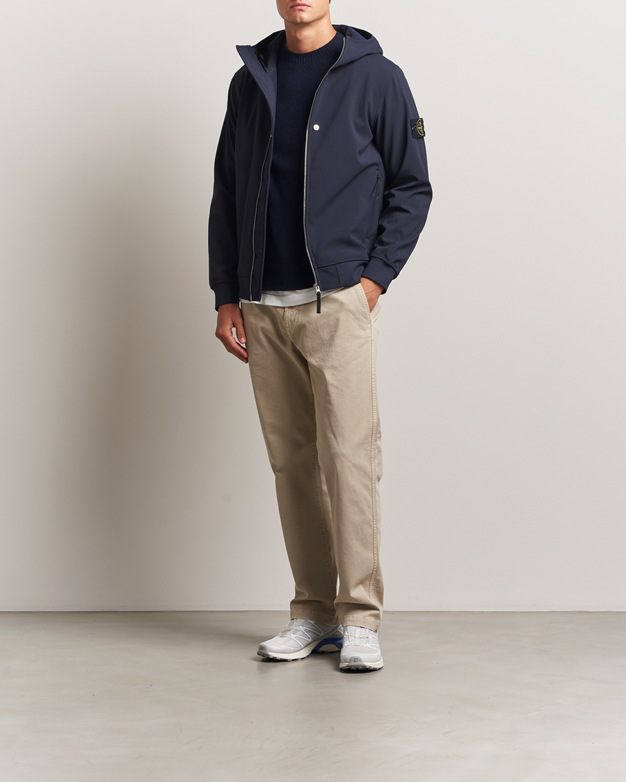 Stone Island Soft Shell Re-Dyed Lined Hood Jacket Navy