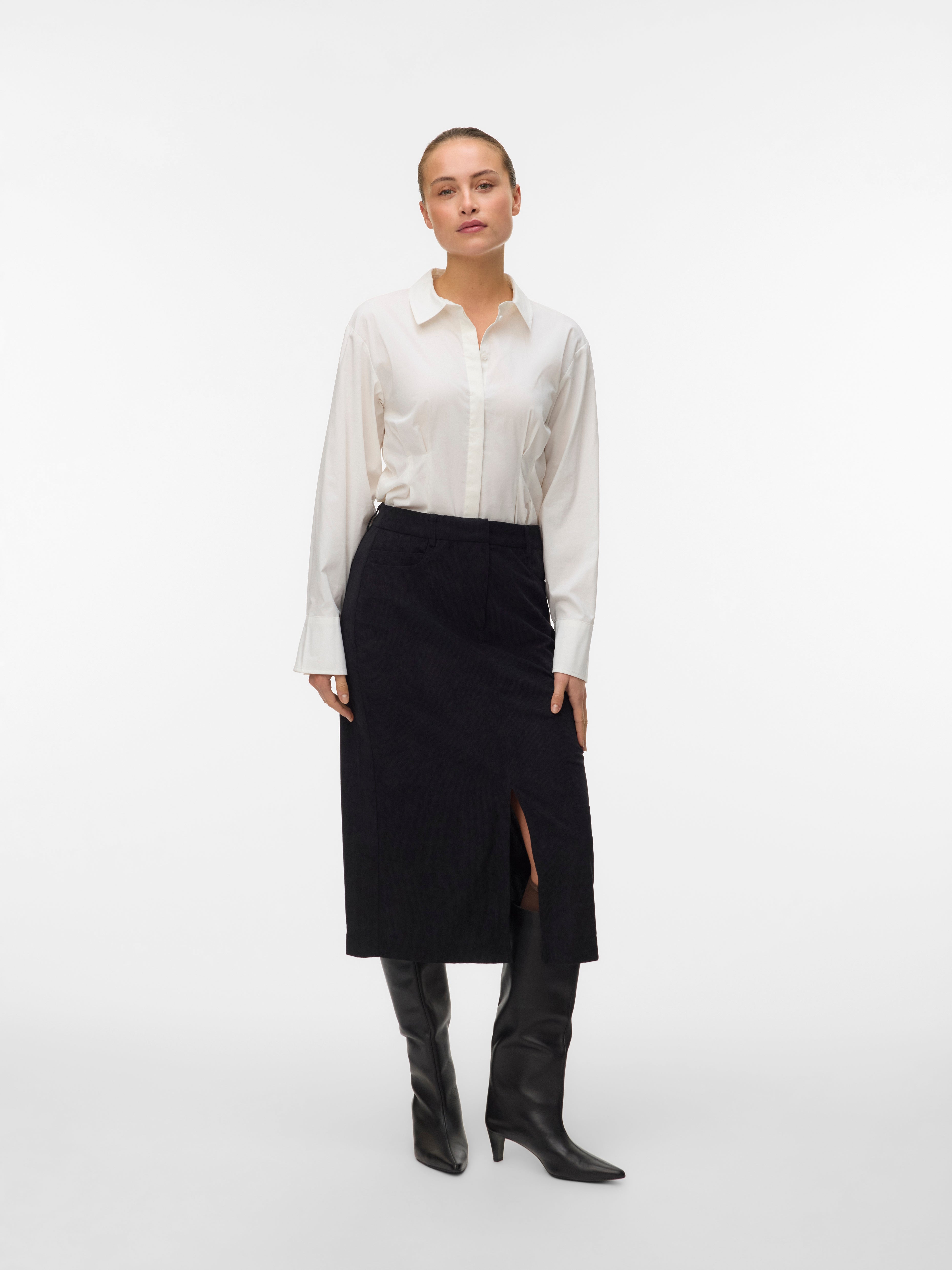 VMVILJA Corduroy High waist Midi-rok