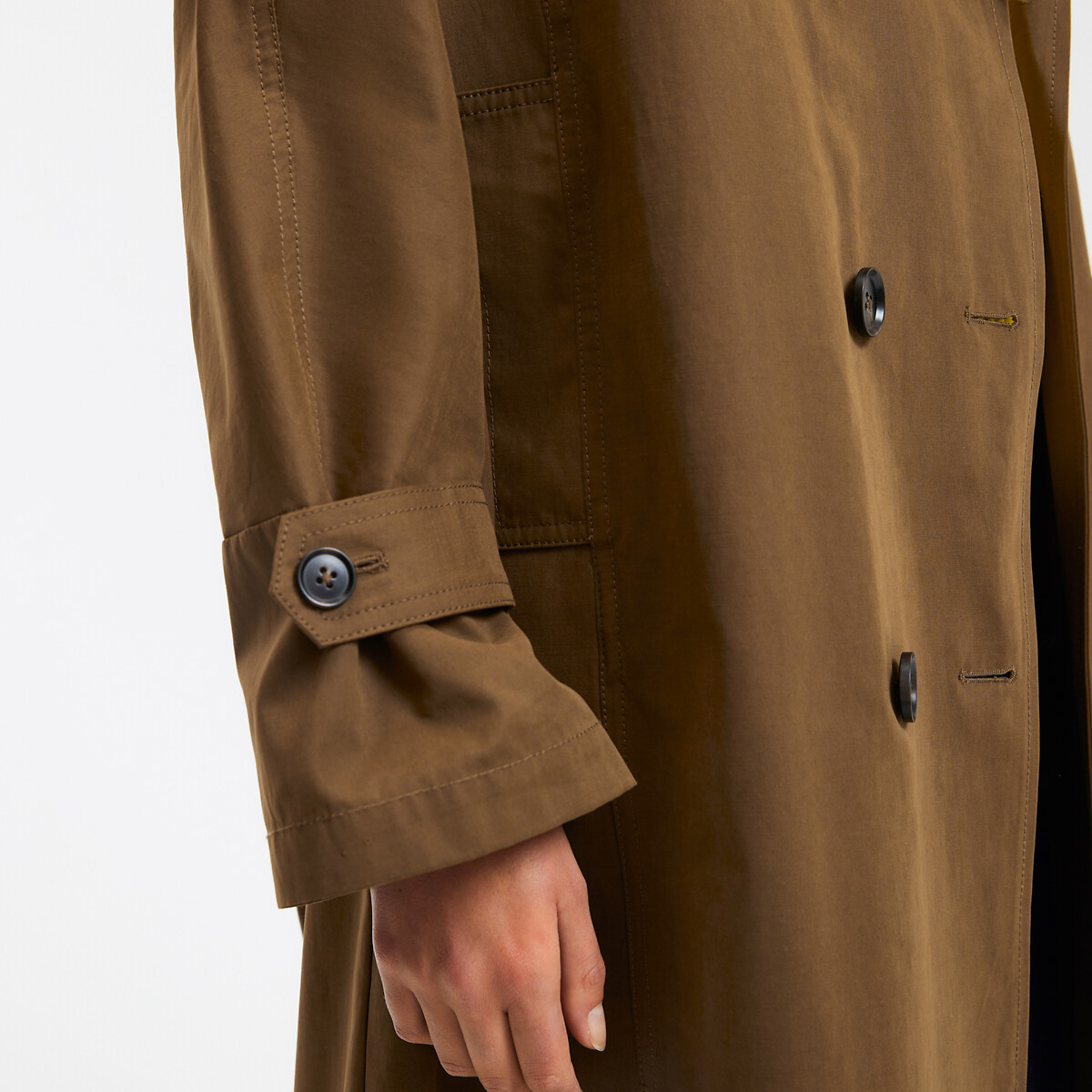 COLEÇÃO LA REDOUTE<br>Trench coat longo oversized com fileira dupla de botões