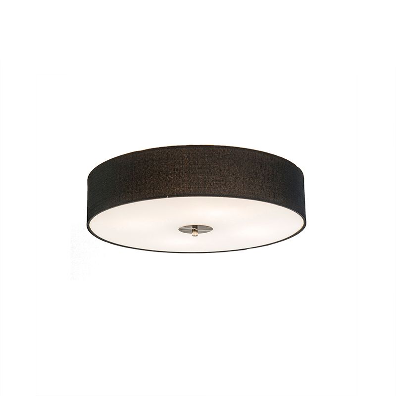 Landelijke plafondlamp zwart 50 cm - Drum Jute