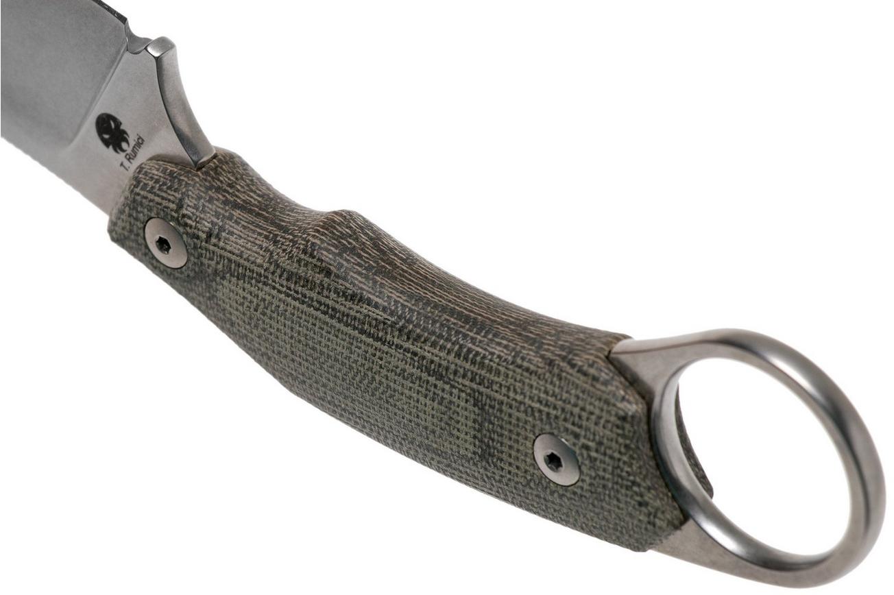 LionSteel H1 Skinner CVG Green Canvas Micarta vaststaand mes, Tommaso Rumici design