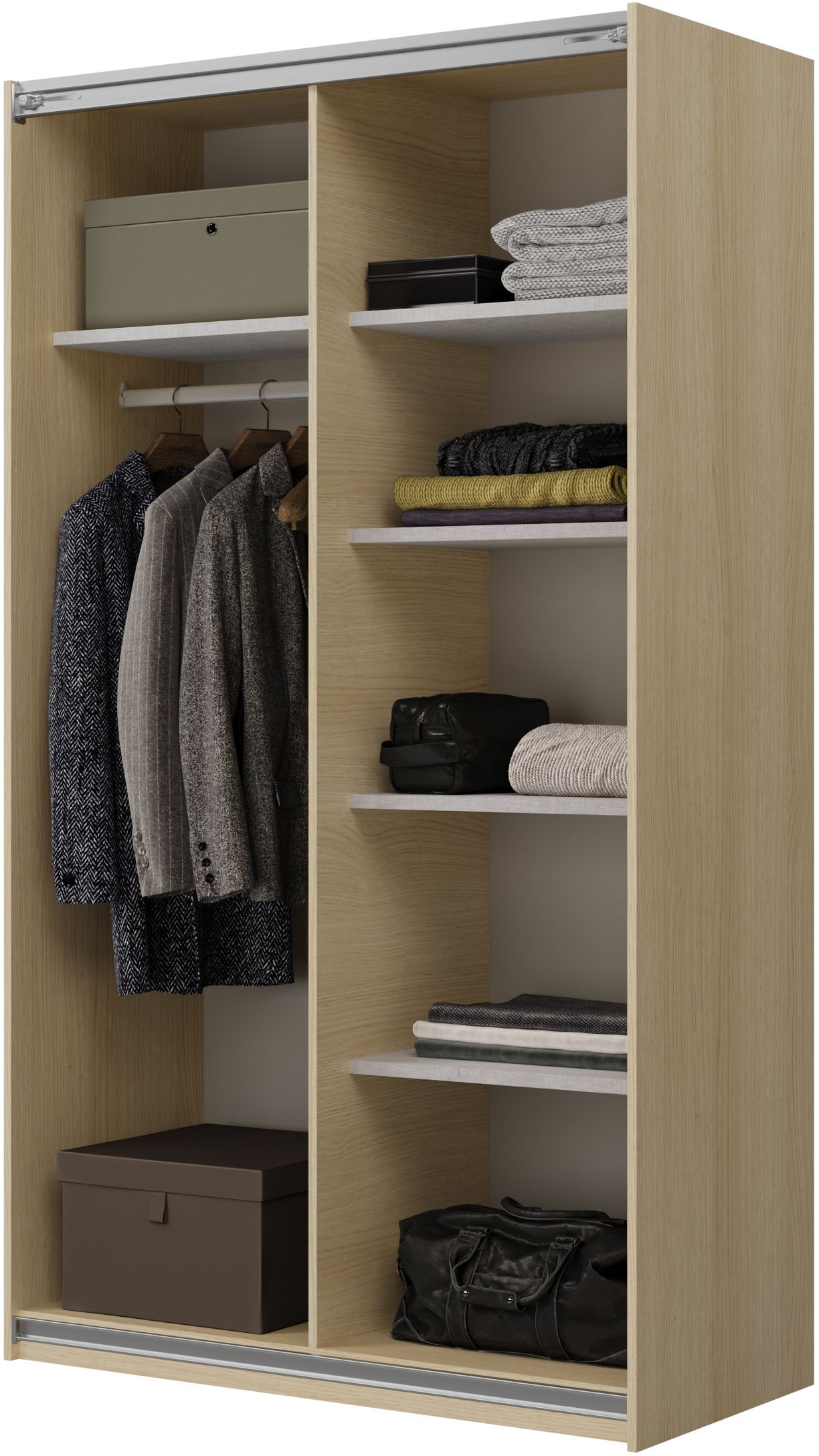 Home affaire Schiebetürenschrank »Cube Garderobenschrank incl.kompletter Innenausstattung« Moderner Kleiderschrank, Schiebetürenschrank, Garderobe