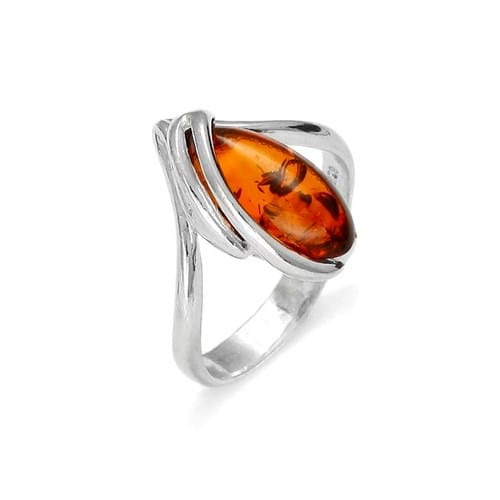 Bague argent 925 ambre t58