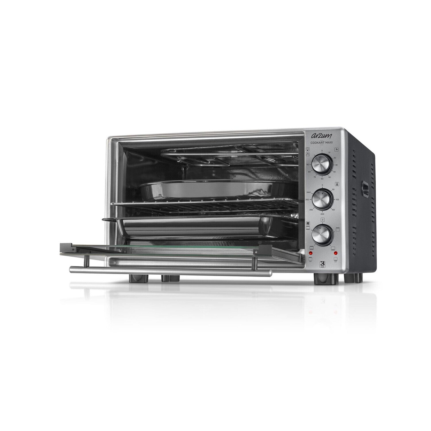 Arzum 1600 W Elektrische Backofen mit Umluft Pizzaofen 50 Liter