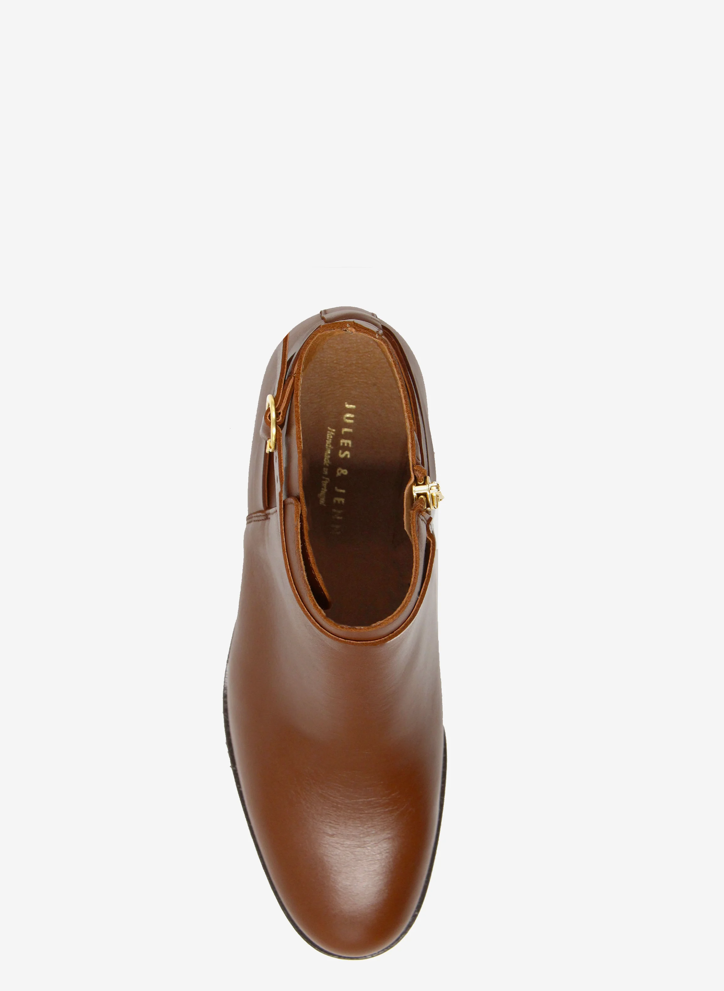 Bottines cavalières plates cuir lisse | Marron