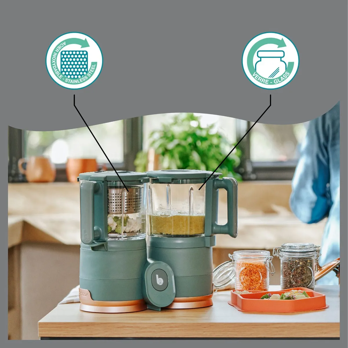 Babymoov Station Repas Duo Nutribaby en Vitre - Vert