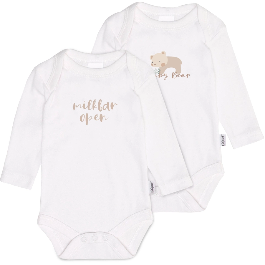 Liliput Langarmbodies Milkbar open & Baby bear weiss
