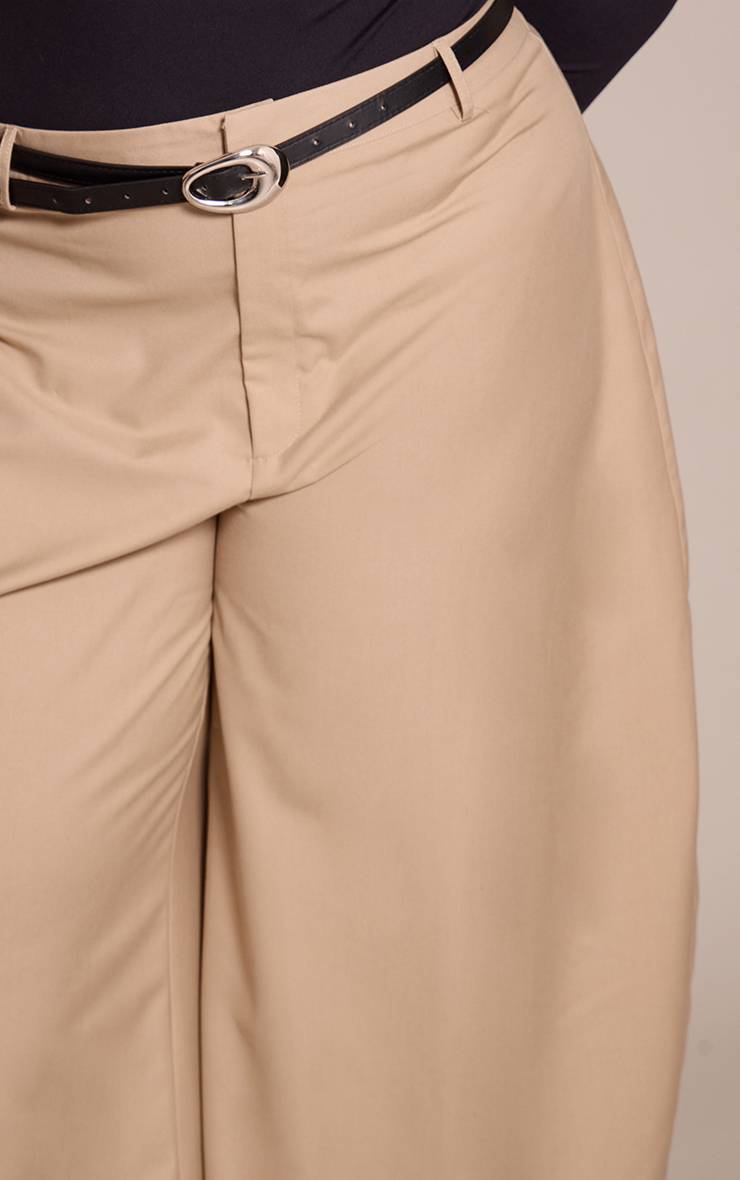 Marron Pantalon Large À Ceinture Grande Taille