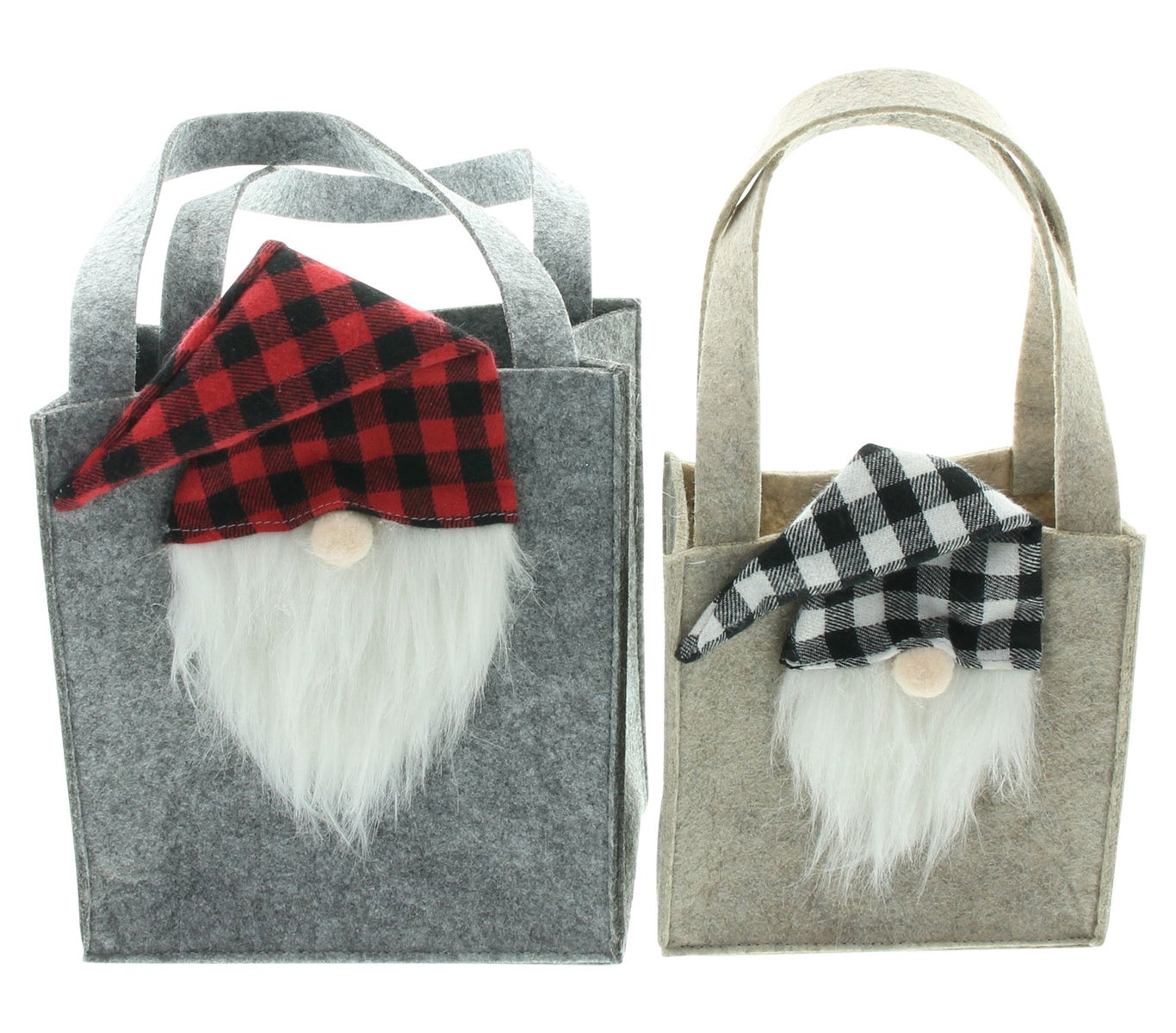 FRANK FLECHTWAREN | Geruite Kaboutertas, Set van 2, 15 x 8 x 15 cm, 18 x 9 x 20 cm, VILT