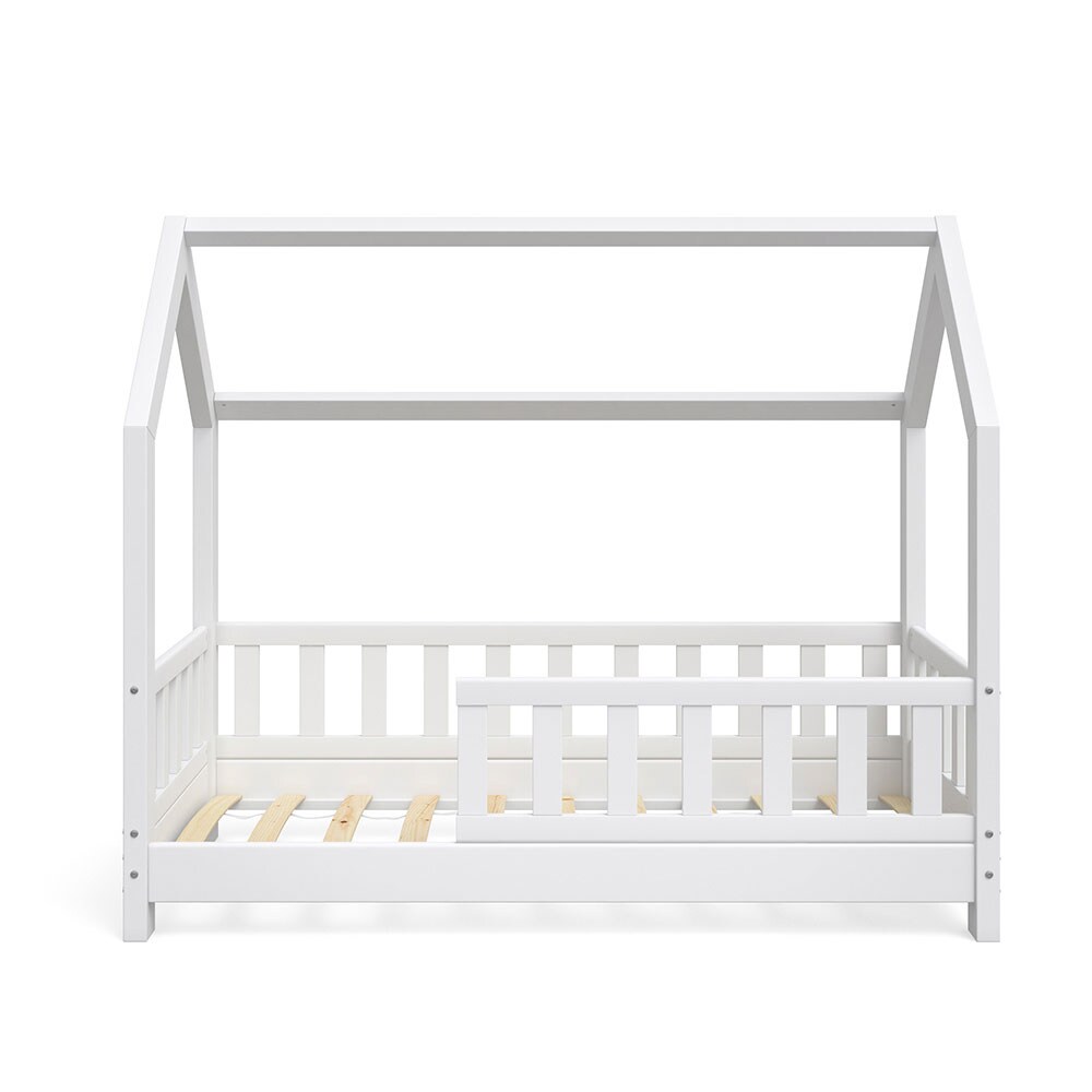 VitaliSpaHausbett WIKI 70x140cm Zaun Weiß Kinderbett Kinderhaus Kinder Bett Holz