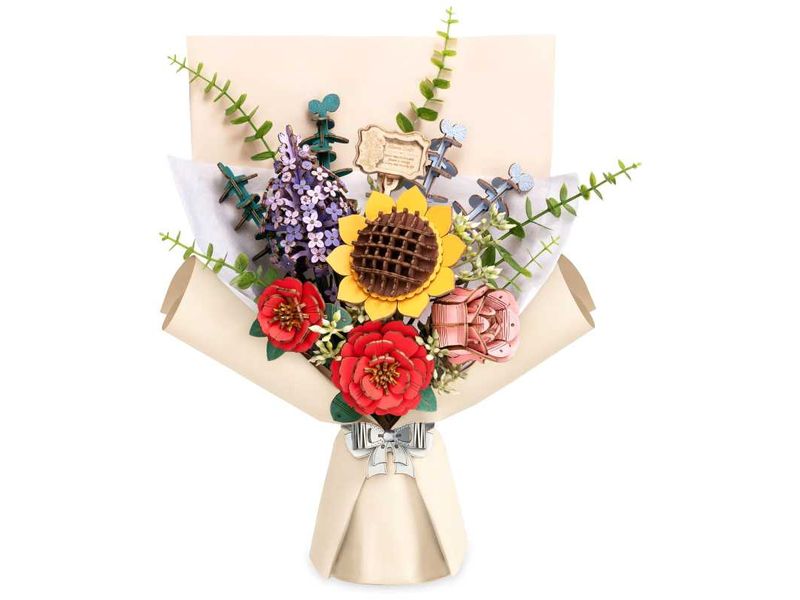 RoboTime Bausatz Blumenstrauss Flower Bouquet Modellbausatz aus Holz