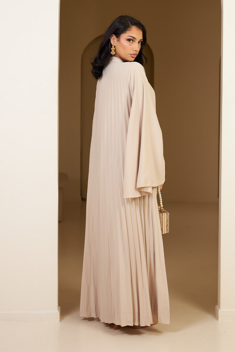 Abaya beige plissée
