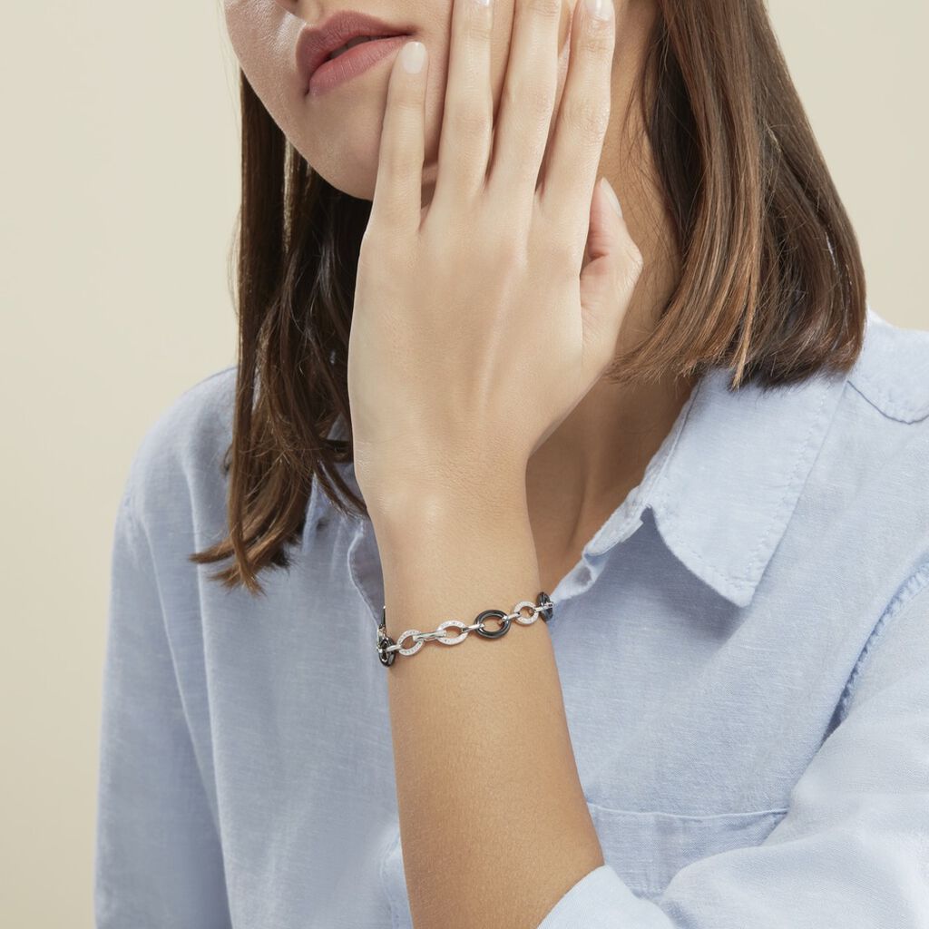 Bracelet Nowell Argent Blanc Oxyde De Zirconium Et Céramique