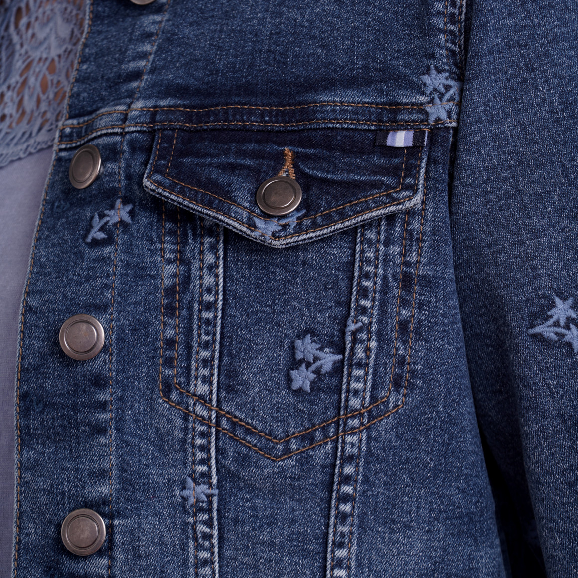 Gina Damen Jeansjacke in Denim-Optik blau