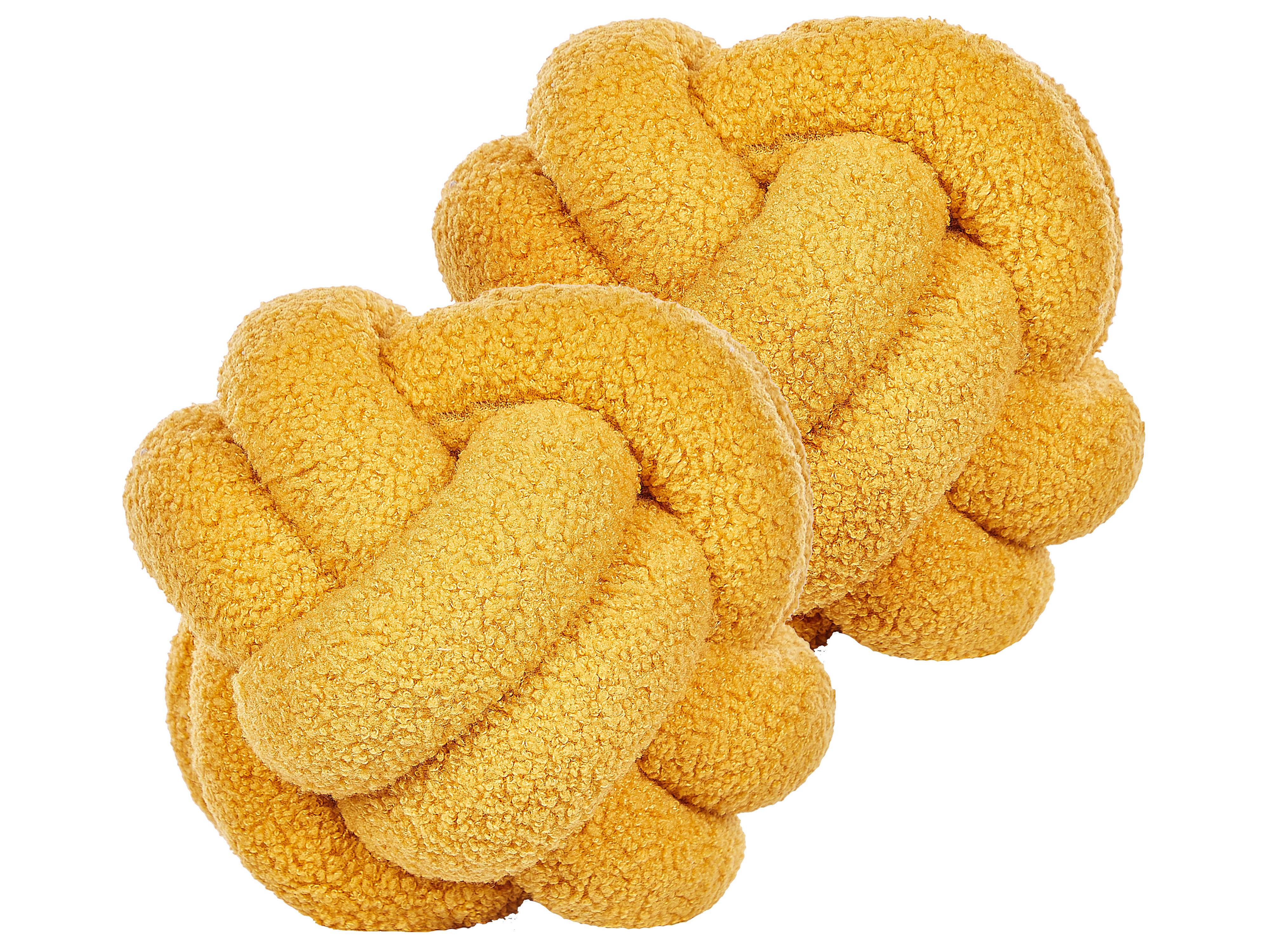 Set van 2 sierkussens MALNI Bouclé 19 x 19 cm Mosterdgeel effen