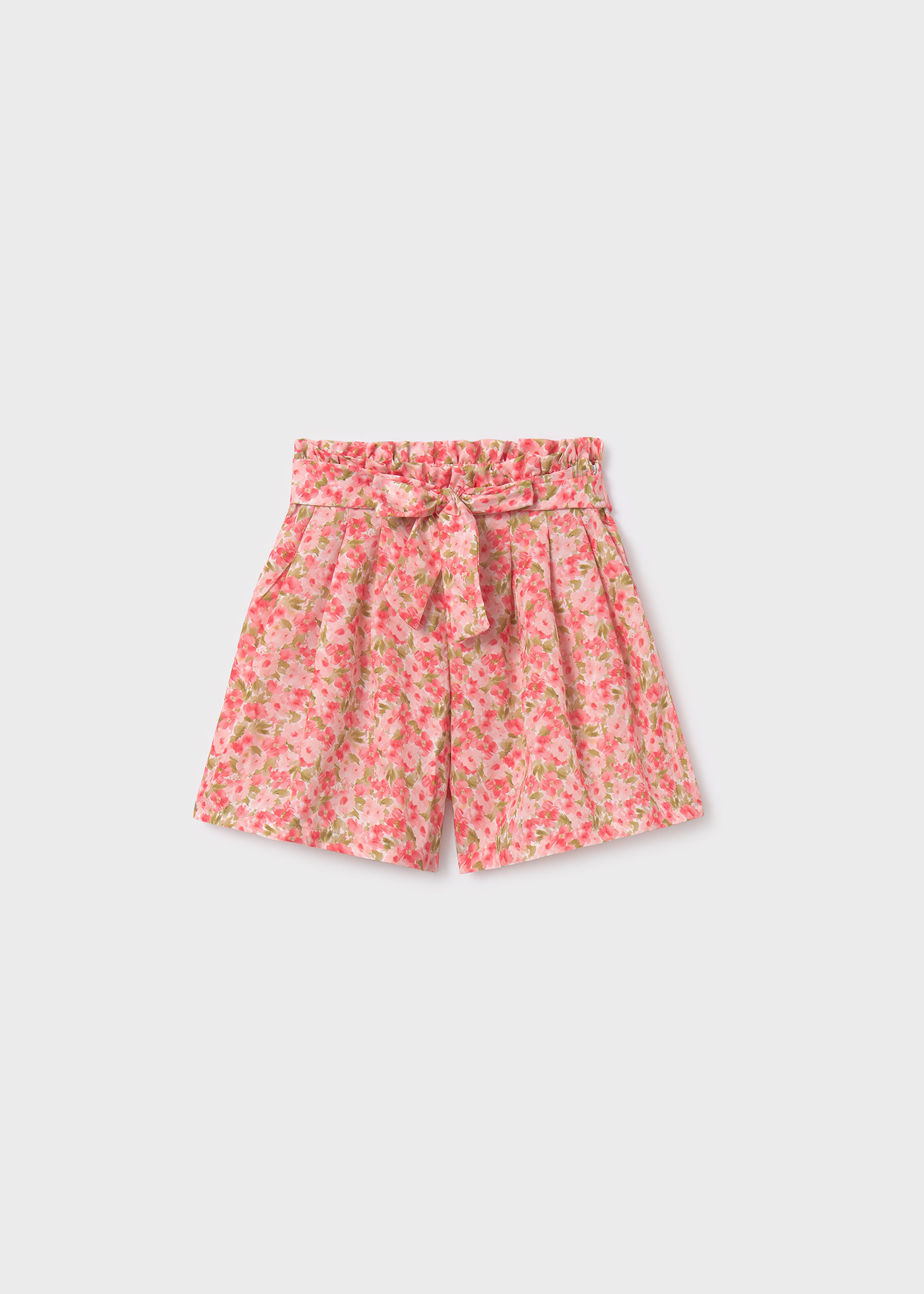 Saia-calça floral para meninas, cor pistache
