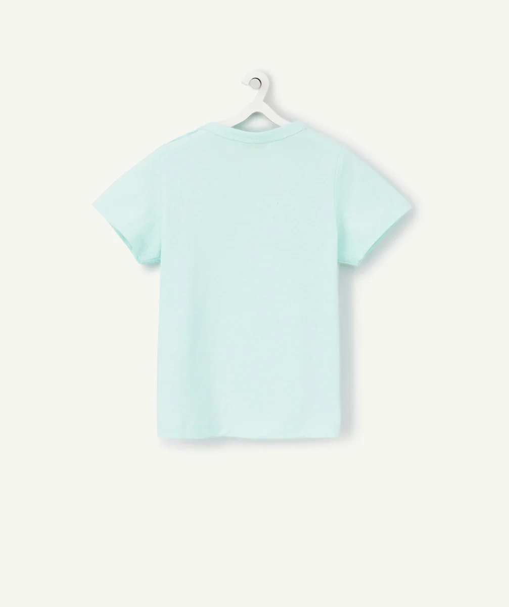 T-SHIRT BÉBÉ GARÇON VERT MENTHE EN COTON BIO AVEC POCHE