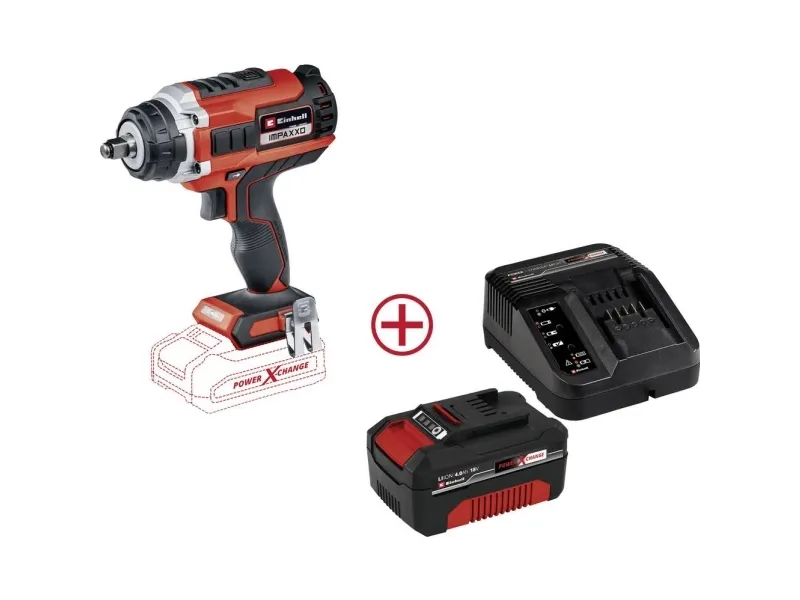 Einhell Power X-Change IMPAXXO 18/400   4,0 Ah PXC Starter Kit 4326441 Akku-slagnøgle 18 V 4,0 Ah Li-Ion inkl. batteri, inkl. oplader, inkl. topnøgle (4326441)