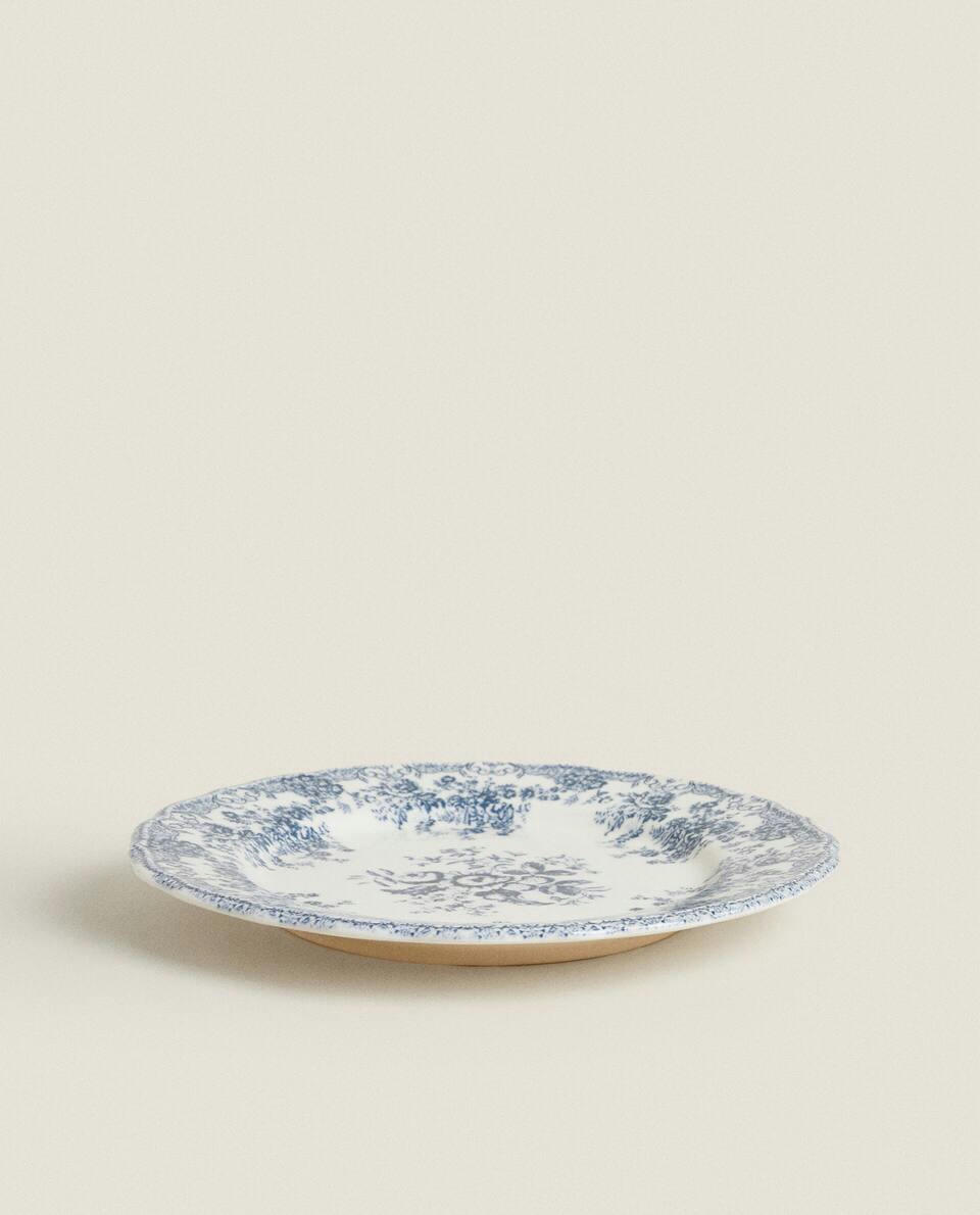 PRATO DE JANTAR DE CERÂMICA COM DETALHES FLORAL