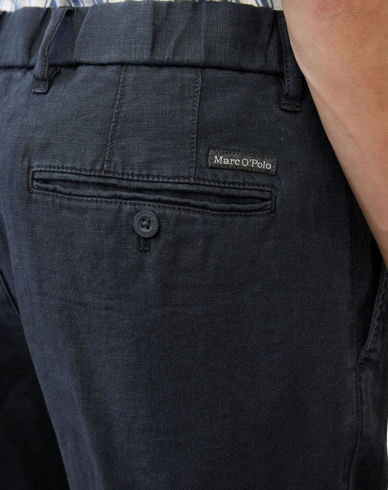 Marc O'Polo Pantalon 100% Lin Osby Pant Pince bleu marine