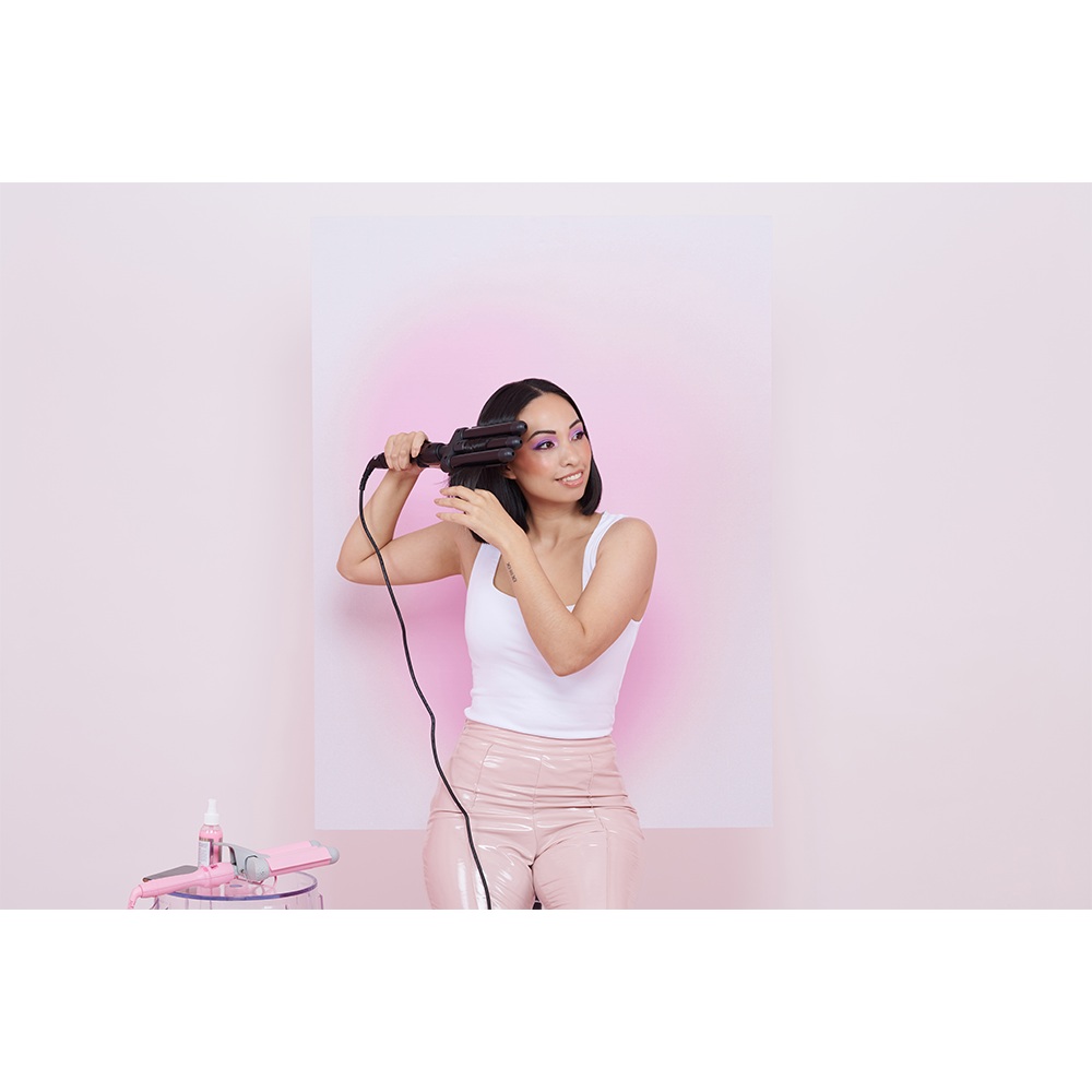 Mini Hair Waver 25mm Dreifaches Keramik Welleneisen Lockenstab  - Schwarz
