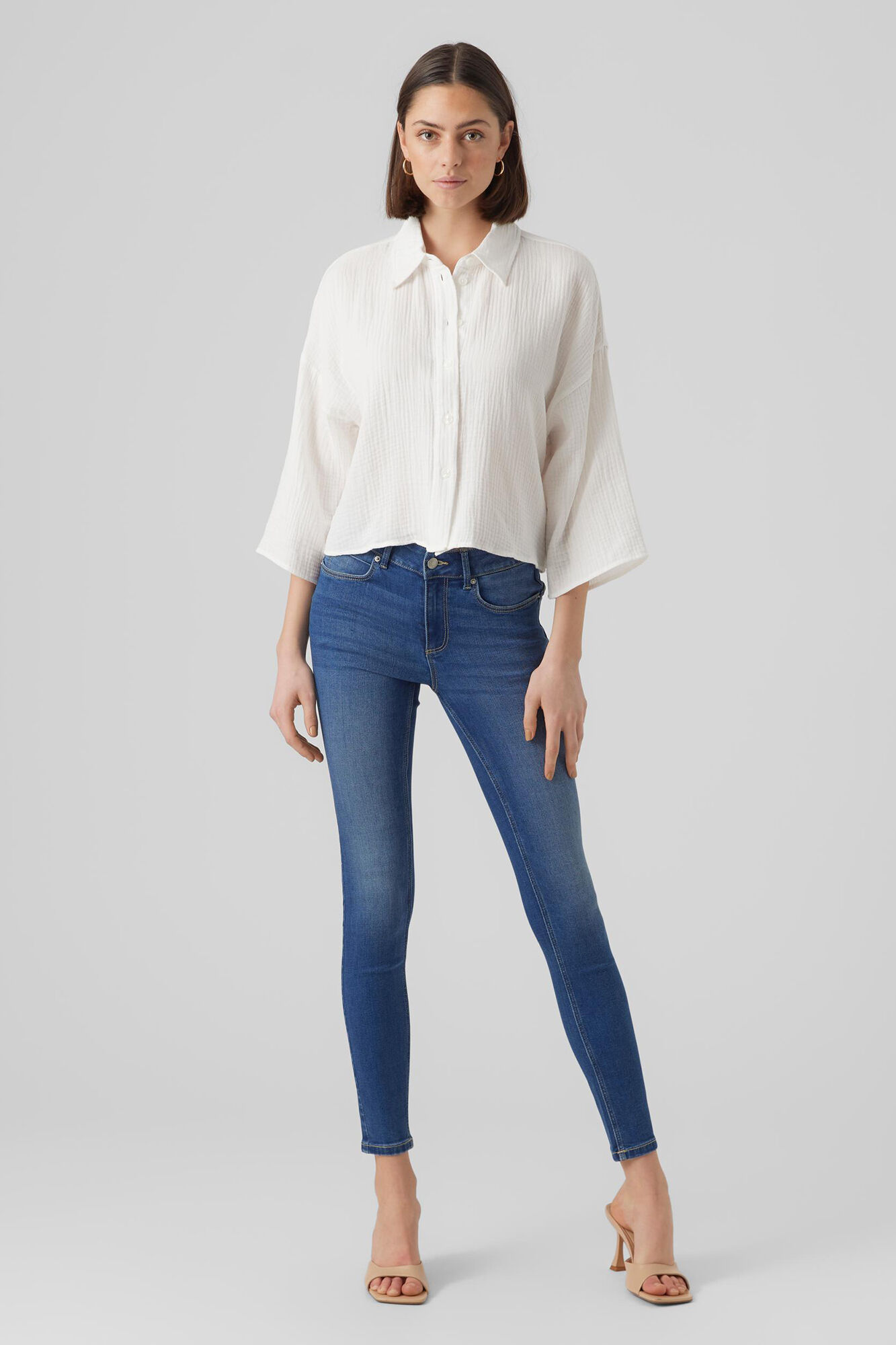 Camisa cropped de algodão - Branca