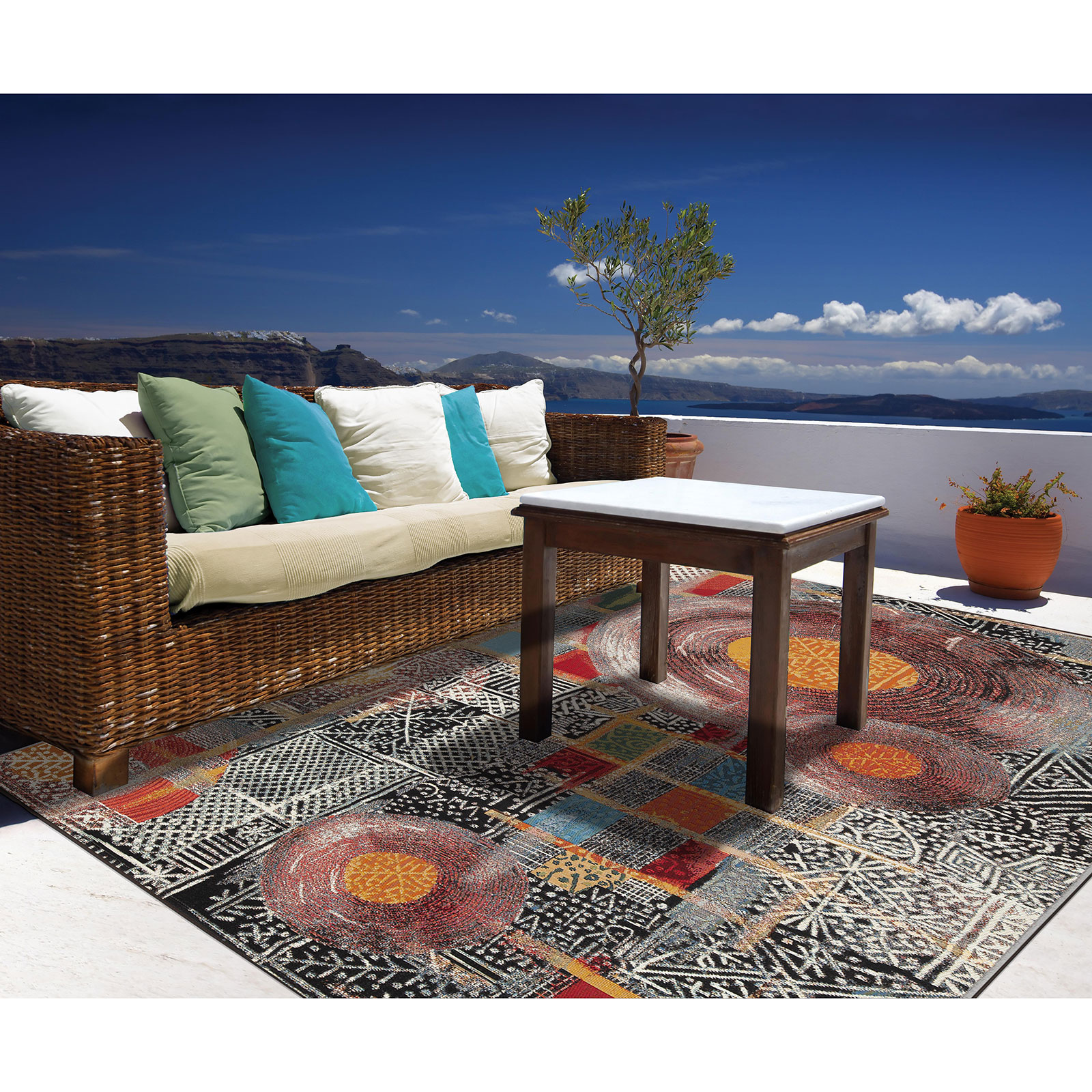 In-/Outdoorteppich - braun-multicolor - 60x100 cm