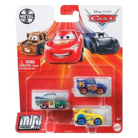 Mattel Disney Pixar Cars Mini Racers 3er Pack Sortiment, 1 Packung, sortiert