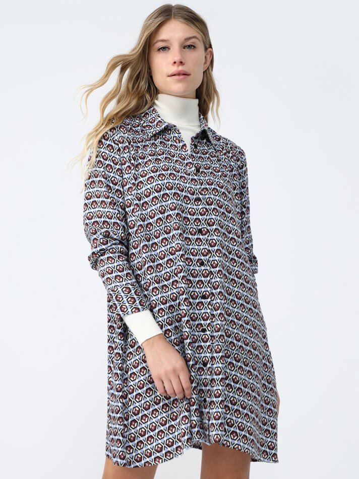 Vestido camisa estampado - Azul