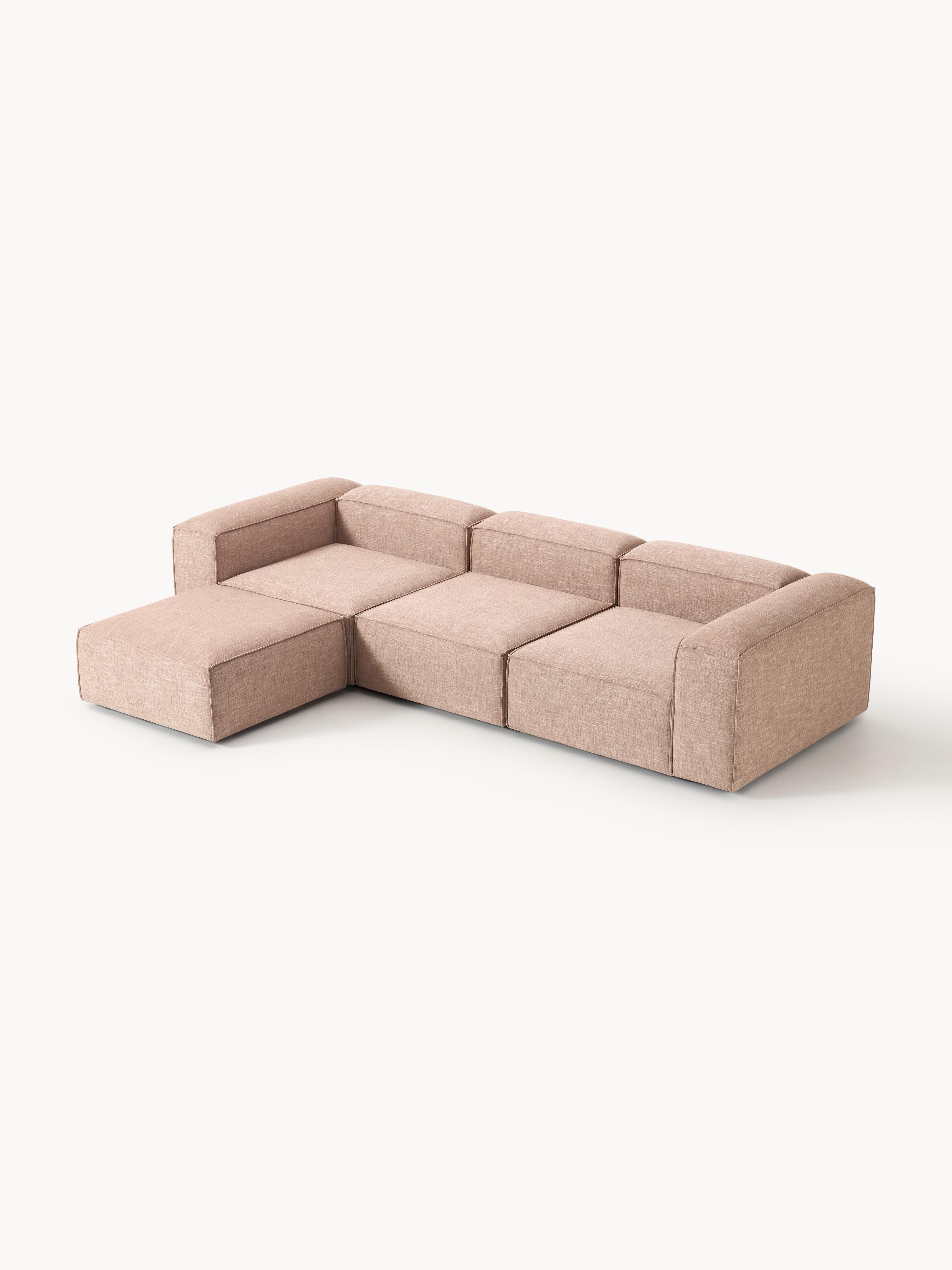 Modulaire bank Lennon (4-zits) van linnenmix met poef (links/rechts)